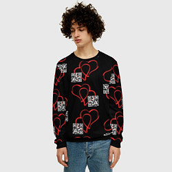 Свитшот мужской Сердца и код любви на черном, цвет: 3D-черный — фото 2