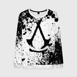 Мужской свитшот Assassins creed shadows - черно-белые брызги