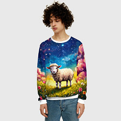 Свитшот мужской Овечка и звездное небо, цвет: 3D-белый — фото 2