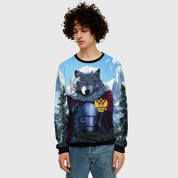 Свитшот мужской Волк русский защитник, цвет: 3D-черный — фото 2