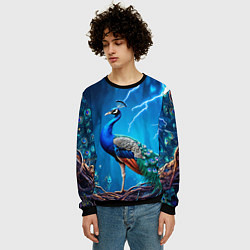 Свитшот мужской Павлин и молния, цвет: 3D-черный — фото 2