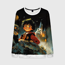 Мужской свитшот Гарри Поттер на фоне замка