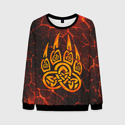Мужской свитшот Символ волчья лапа в огненной стихии