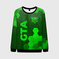 Свитшот мужской GTA - green gradient вертикально, цвет: 3D-черный
