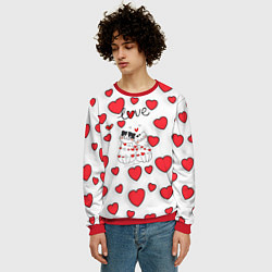 Свитшот мужской Кошачья романтика, цвет: 3D-красный — фото 2
