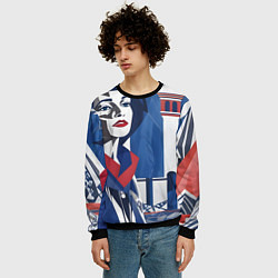 Свитшот мужской Девушка с красным шарфом, цвет: 3D-черный — фото 2