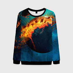 Свитшот мужской Взрыв планеты, цвет: 3D-черный
