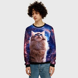 Свитшот мужской Невская маскарадная кошка в космосе, цвет: 3D-черный — фото 2