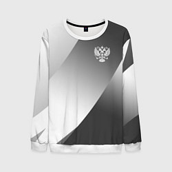 Свитшот мужской Герб России серый градиент, цвет: 3D-белый