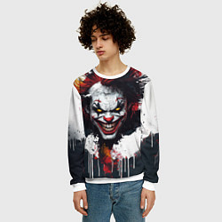 Свитшот мужской Голова Джокера бело-черный стиль, цвет: 3D-белый — фото 2