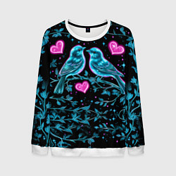 Мужской свитшот Неоновые птицы и сердечки