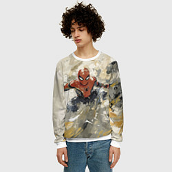 Свитшот мужской Человек - паук маслом, цвет: 3D-белый — фото 2