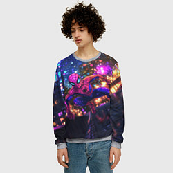 Свитшот мужской Человек-паук и фиолетовый свет, цвет: 3D-меланж — фото 2