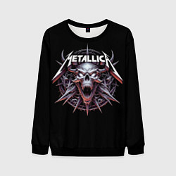 Свитшот мужской Metallica - cool skull with horns, цвет: 3D-черный