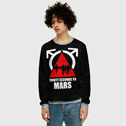 Свитшот мужской 30 Seconds to Mars - poster, цвет: 3D-меланж — фото 2