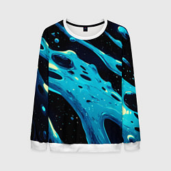 Мужской свитшот Синие волны краски на черном