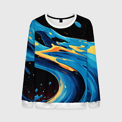 Свитшот мужской Синяя волна из красок, цвет: 3D-белый
