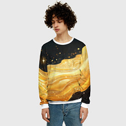 Свитшот мужской Золотистая материя на черном фоне, цвет: 3D-белый — фото 2