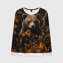 Свитшот мужской Медведь в лесной чаще, цвет: 3D-белый