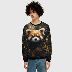 Свитшот мужской Красная панда в лесной чаще, цвет: 3D-черный — фото 2