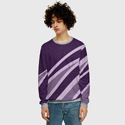 Свитшот мужской Фиолетовый абстрактный с полосой, цвет: 3D-меланж — фото 2