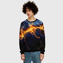 Свитшот мужской Молнии в разбитом небе, цвет: 3D-черный — фото 2