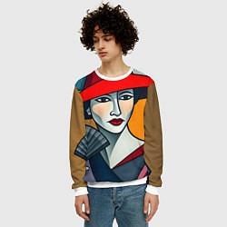 Свитшот мужской Дама с веером, цвет: 3D-белый — фото 2