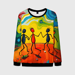 Свитшот мужской Дружба человечков, цвет: 3D-черный