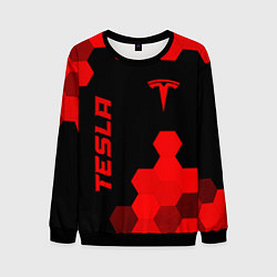 Свитшот мужской Tesla - red gradient вертикально, цвет: 3D-черный