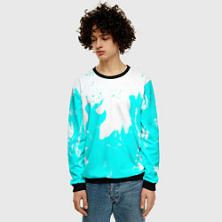 Свитшот мужской Голубой огонь текстура, цвет: 3D-черный — фото 2