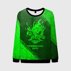 Мужской свитшот Cyberpunk 2077 - green gradient