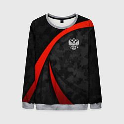 Свитшот мужской Герб России - черный камуфляж, цвет: 3D-меланж