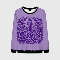 Мужской свитшот Маяк с розами и корабли