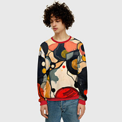 Свитшот мужской Абстракция с кругами и краской, цвет: 3D-красный — фото 2