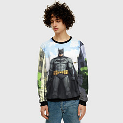 Свитшот мужской Бэтмен стоит на улице, цвет: 3D-черный — фото 2