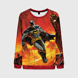 Свитшот мужской Бэтмен застыл в воздухе, цвет: 3D-красный