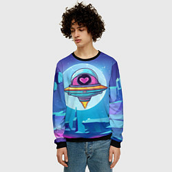 Свитшот мужской Нло с сердечком внутри, цвет: 3D-черный — фото 2