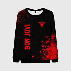 Мужской свитшот Bon Jovi - red gradient вертикально