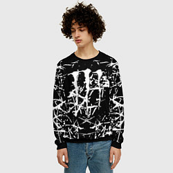 Свитшот мужской Monster energy белые штрихи краско, цвет: 3D-черный — фото 2