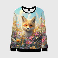 Мужской свитшот Лиса в цветочном поле
