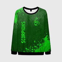Свитшот мужской Scorpions - green gradient вертикально, цвет: 3D-черный