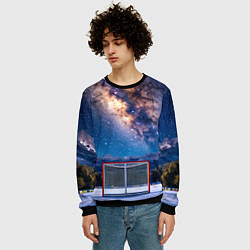 Свитшот мужской Хоккейные ворота в ночи, цвет: 3D-черный — фото 2