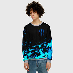 Свитшот мужской Monster energy голубые краски, цвет: 3D-меланж — фото 2