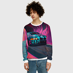Свитшот мужской БМВ граффити стиль, цвет: 3D-белый — фото 2