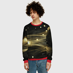 Свитшот мужской Золотистый свет на черной текстуре, цвет: 3D-красный — фото 2