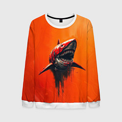 Свитшот мужской Кибернетическая акула, цвет: 3D-белый