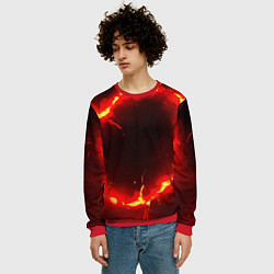 Свитшот мужской Красный круг из огня текстура, цвет: 3D-красный — фото 2