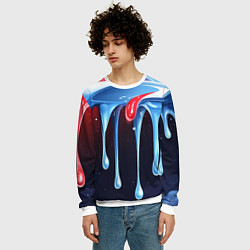 Свитшот мужской Синие и красные слизи текстура, цвет: 3D-белый — фото 2
