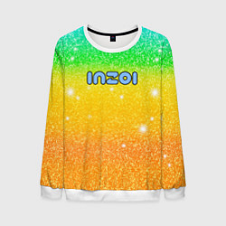 Свитшот мужской Inzoi зелено-желтый фон, цвет: 3D-белый