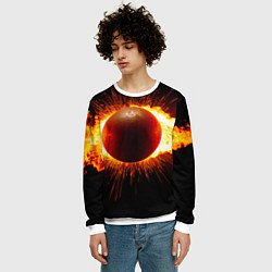 Свитшот мужской Ядро для талкания в огне, цвет: 3D-белый — фото 2